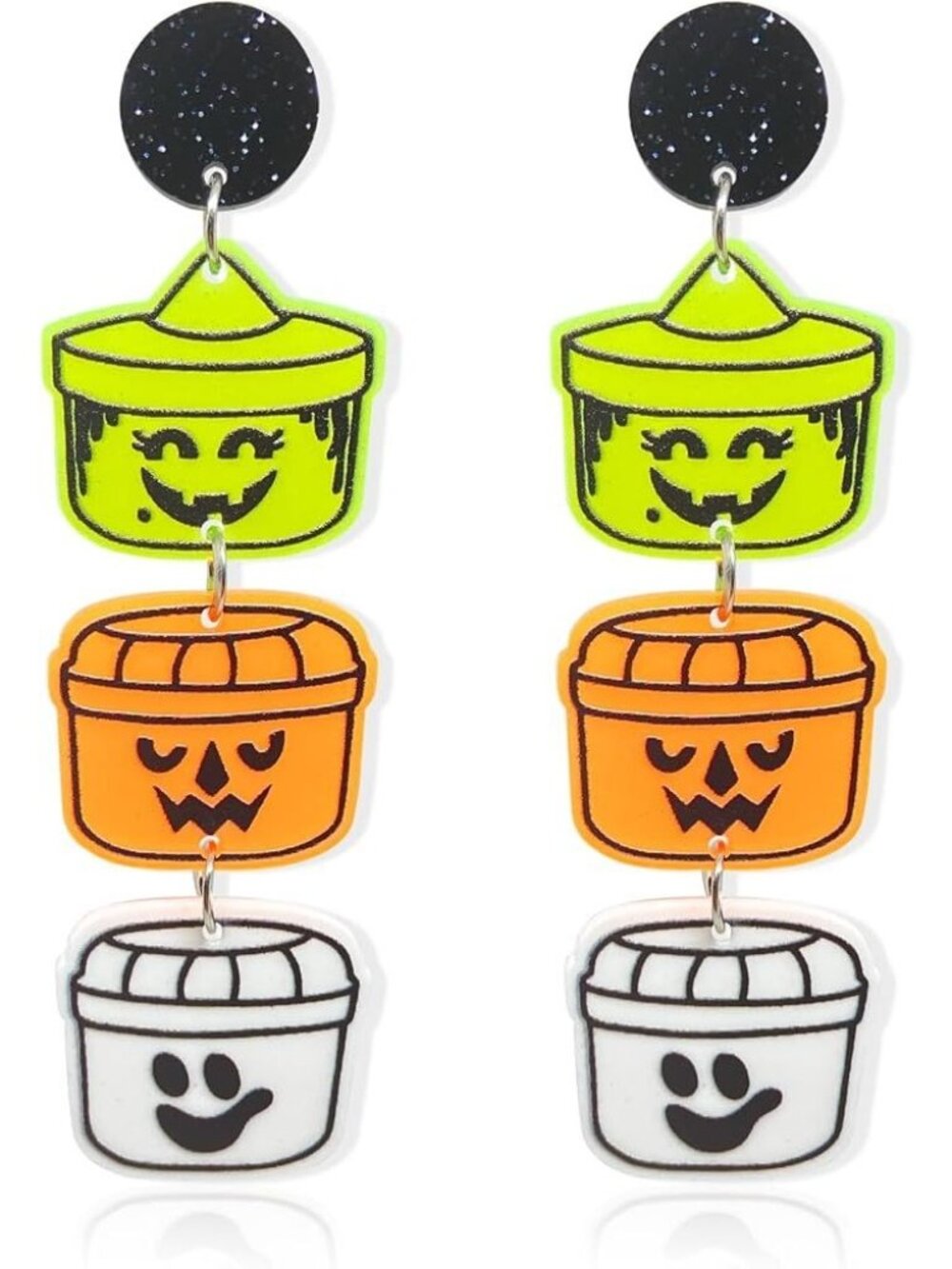 McBOO Bucket Halloween Drop Earrings NEW NWOT